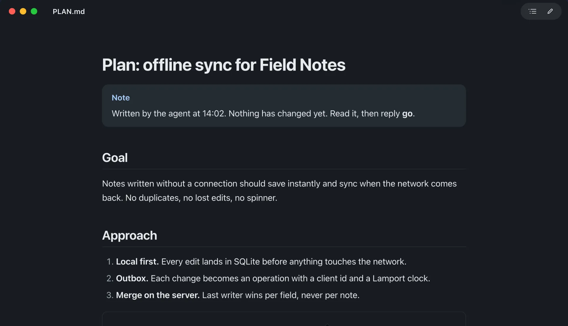 Wren's native reading window displays a formatted Markdown document with a folder sidebar.